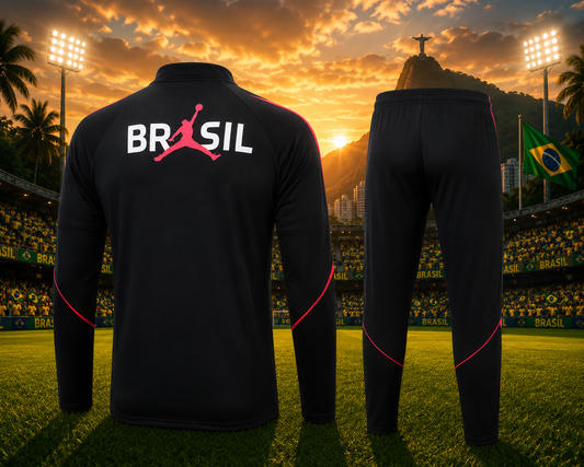 Ensemble Manche longue Brésil training 2026-2027 Noir/rouge
