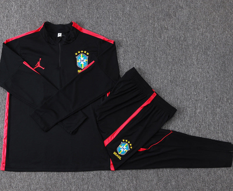 Ensemble Manche longue Brésil training 2026-2027 Noir/rouge
