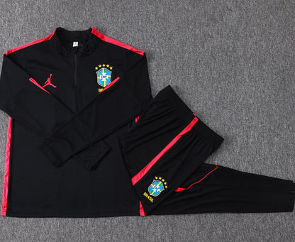 Ensemble Manche longue Brésil training 2026-2027 Noir/rouge
