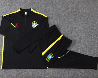 Ensemble Manche longue Brésil training 2026-2027 Noir/Jaune