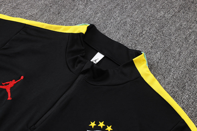 Ensemble Manche longue Brésil training 2026-2027 Noir/Jaune