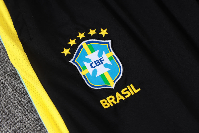 Ensemble Manche longue Brésil training 2026-2027 Noir/Jaune