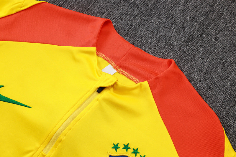 Ensemble Manche longue Brésil training 2026 Noir/Jaune